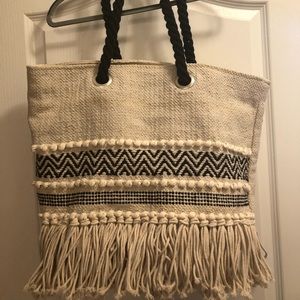 Ivory/Tan/Black Tote Bag (LARGE)